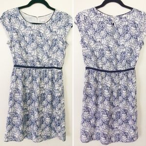 Ann Taylor LOFT Petites Blue Floral Lined Dress 2P